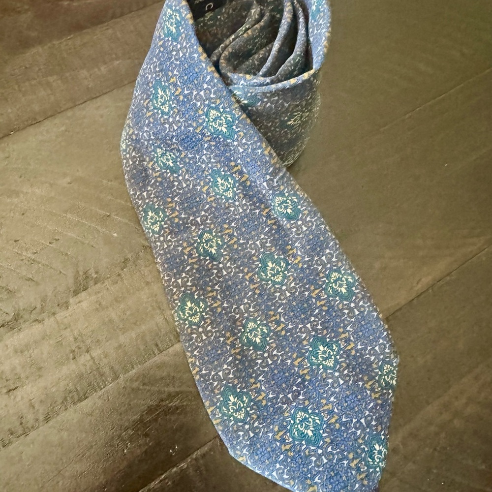 Celine Blue,Green and Gold Ornate Men's Tie